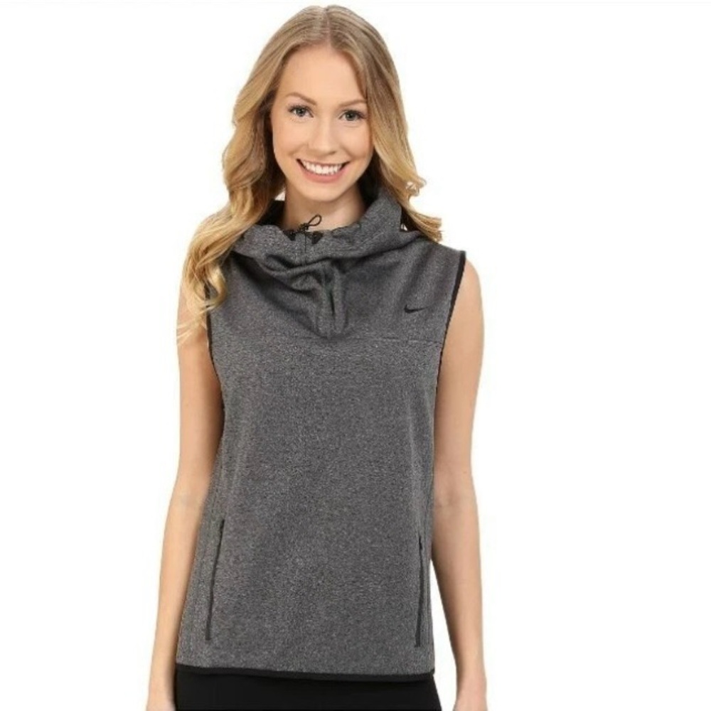 Nike Women 's Therma Sphere Training Vest Insulated Funnel Neck, Charcoal, Large - Picture 1 of 10